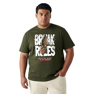 Men Plus Size Printed Cotton Round Neck