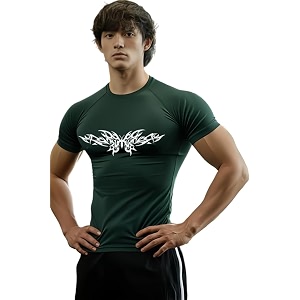 Men Polyster Lycra Printed Half Sleeves Compression