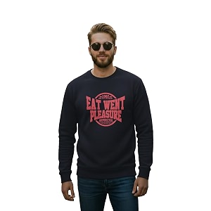 Men Regular Fit Fleece MaroonRound Neck PrintedSweatshirt-JM3763