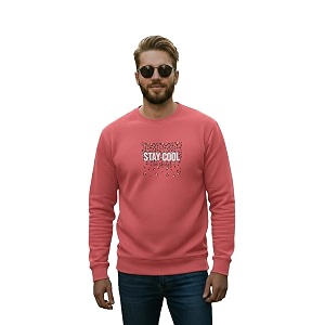 Men Regular Fit Fleece MaroonRound Neck PrintedSweatshirt-JM3763
