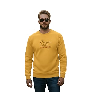 Men Regular Fit Fleece MaroonRound Neck PrintedSweatshirt-JM3763