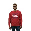 Men Regular Fit Fleece MaroonRound Neck PrintedSweatshirt-JM3763