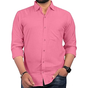Men Regular Fit Solid Spread Collar Casual