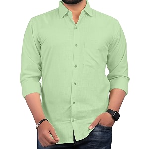 Men Regular Fit Solid Spread Collar Casual