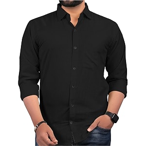 Men Regular Fit Solid Spread Collar Casual