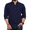 Men Regular Fit Solid Spread Collar Casual
