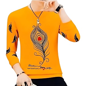 Men Round Neck Cotton Blend Stylish Printed