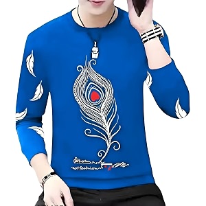 Men Round Neck Cotton Blend Stylish Printed