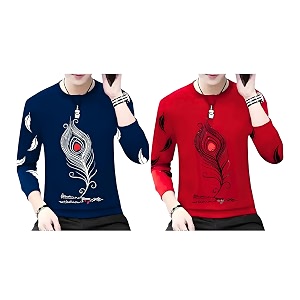 Men Round Neck Cotton Blend Stylish Printed
