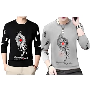 Men Round Neck Cotton Blend Stylish Printed