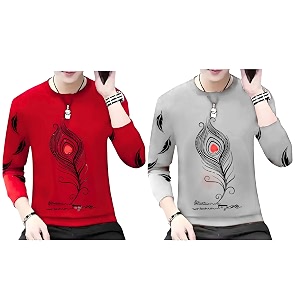 Men Round Neck Cotton Blend Stylish Printed