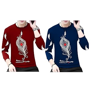Men Round Neck Cotton Blend Stylish Printed