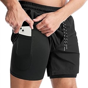Mens 2 in 1 Active Dual Shorts