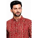 Mens Bandhani Print Kurta with Mandarin Collar