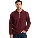 Mens Beige Textured Quarter Zip Polo T-Shirt