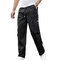 Mens Black Lycra Cargo Jogger Pants 