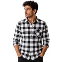 Mens Buffalo Check Flannel Shirt Black and