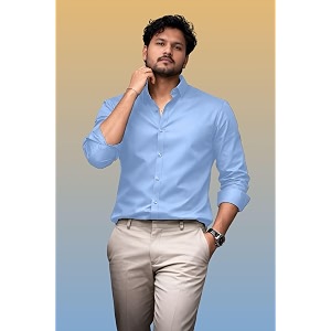 Mens Casual Cotton Blend Shirt Regular