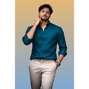 Mens Casual Cotton Blend Shirt Regular