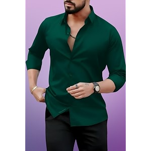 Mens Casual Cotton Blend Shirt Regular