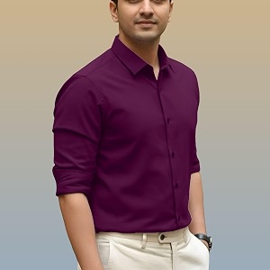 mens casual cotton blend shirt  regular fit  full sleeve  solid design