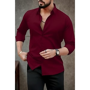 Mens Casual Cotton Blend Shirt Regular