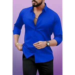 Mens Casual Cotton Blend Shirt Regular