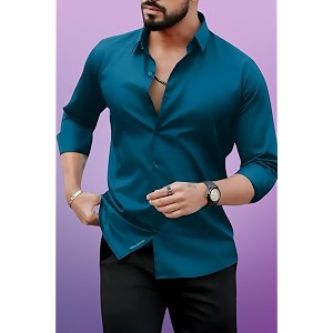 Mens Casual Cotton Blend Shirt Regular