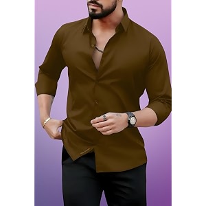 Mens Casual Cotton Blend Shirt Regular