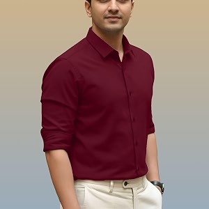 mens casual cotton blend shirt  regular fit  full sleeve  solid design