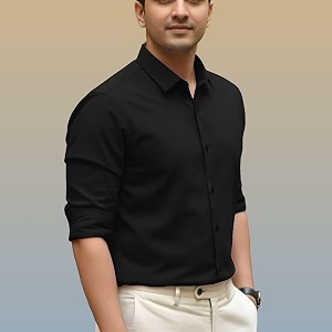 mens casual cotton blend shirt  regular fit  full sleeve  solid design