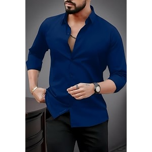 Mens Casual Cotton Blend Shirt Regular
