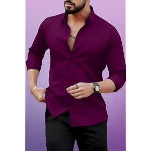 Mens Casual Cotton Blend Shirt Regular