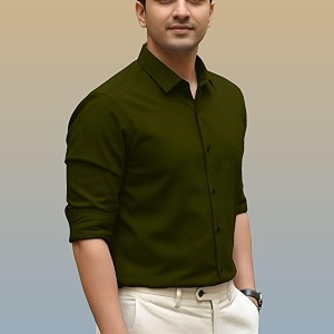 mens casual cotton blend shirt  regular fit  full sleeve  solid design
