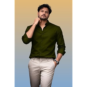 Mens Casual Cotton Blend Shirt Regular