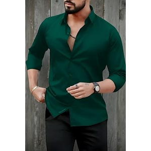 Mens Casual Cotton Blend Shirt Regular