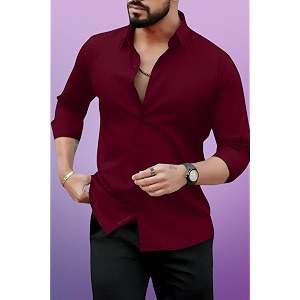 Mens Casual Cotton Blend Shirt Regular
