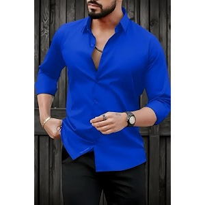Mens Casual Cotton Blend Shirt Regular