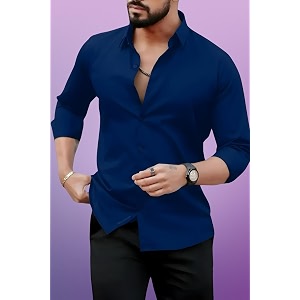 Mens Casual Cotton Blend Shirt Regular