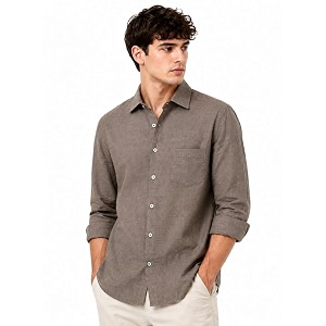 Mens Cotton Linen Shirt Regular Fit