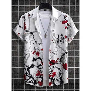 Mens Digital Printed Elastane Shirt Stretchable