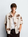 Mens fashion Men Floral Print Casual Cream