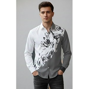 Mens Floral Printed Casual Shirt Full