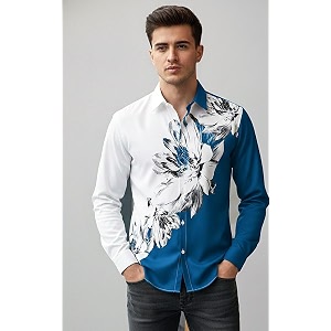 Mens Floral Printed Casual Shirt Full