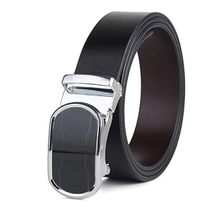 Mens Formal Genuine Leather Autolock Buckle Reversible