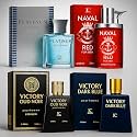 Men’s Cologne 4-Pack Gift Set – Naval Red, Platinum Pour Homme, Victory Oud Noir &amp; Victory Dark Blue Warm Spicy, Fresh Aquatic, Woody Aromatic &amp; Dark Amber Scents – 3.4 Fl Oz Each