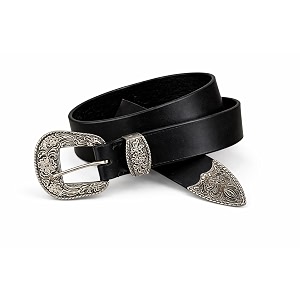 Mens Genuine Leather Belt with Vintage Engraved