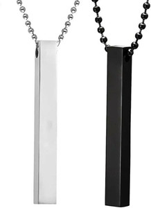 veeva beauty  fashion mens jewellery bar silver locket pendant necklace for boys gift for him stainless steel chain set
