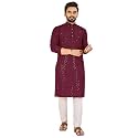 Mens Lakhnawi Chikankari Kurta Set Cotton Ethnic