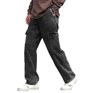Mens Loose Fit Denim Jeans Mid